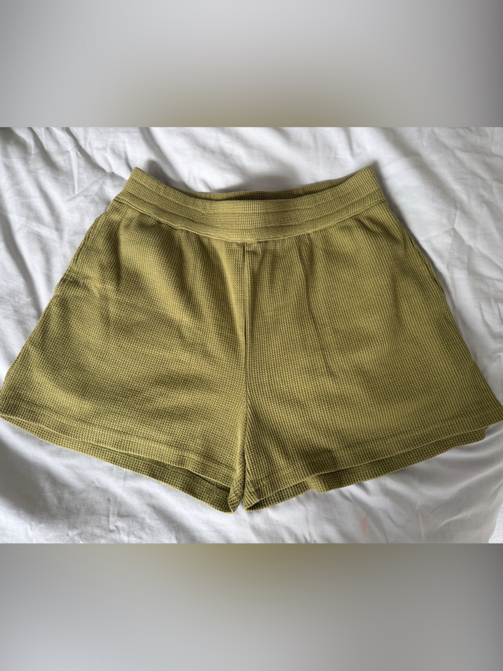 Olive Green Women’s Waffle Shorts